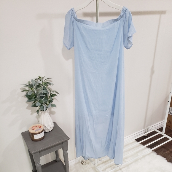 Light Blue Off Shoulder Dress - Picture 2 of 6